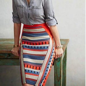 RARE Eva Franco Anthropologie Orange Pencil Skirt